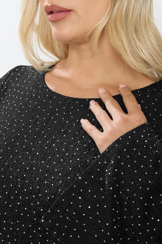 YOURS Curve Plus Size Black Flute Sleeve Swing Dress | Yours Clothing 5