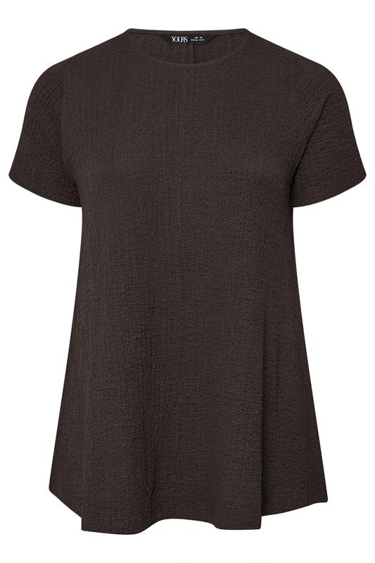 YOURS Plus Size Chocolate Brown Textured Swing Top | Yours Clothing 6