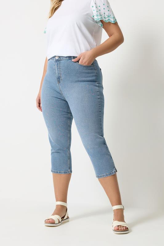 YOURS Curve Light Blue Capri AVA Jeans
