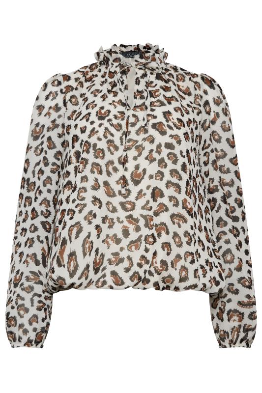 M&Co Natural Brown Leopard Print Tie Neck Blouse | M&Co