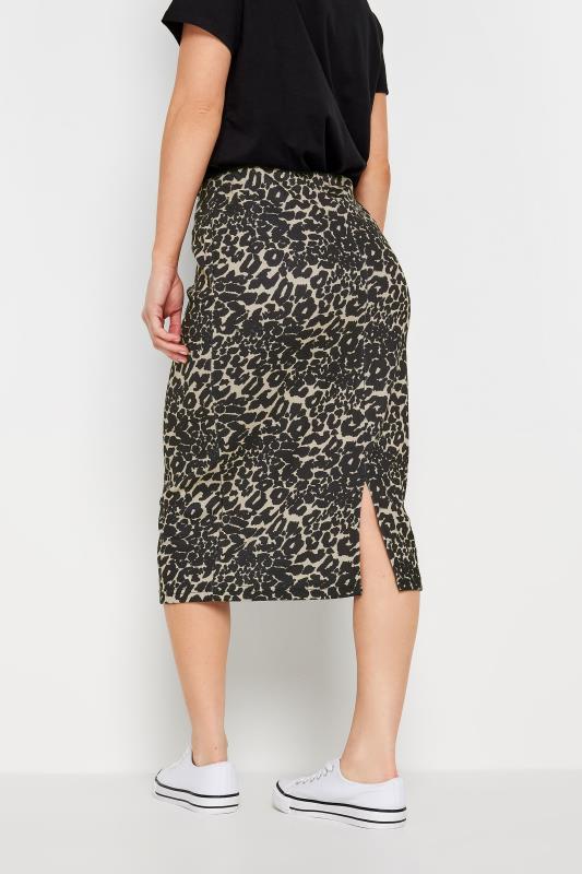 M&Co Petite Natural Brown Leopard Print Ponte Midi Skirt | M&Co 3