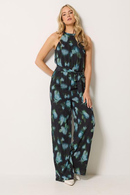 LTS Tall Women's Black Floral Halterneck Jumpsuit | Long Tall Sally 1