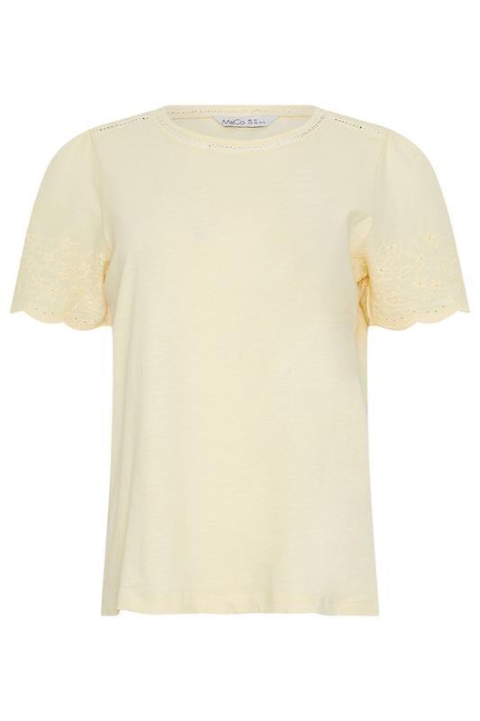 M&Co Yellow Embroidered Sleeve Cotton T-Shirt | M&Co 5