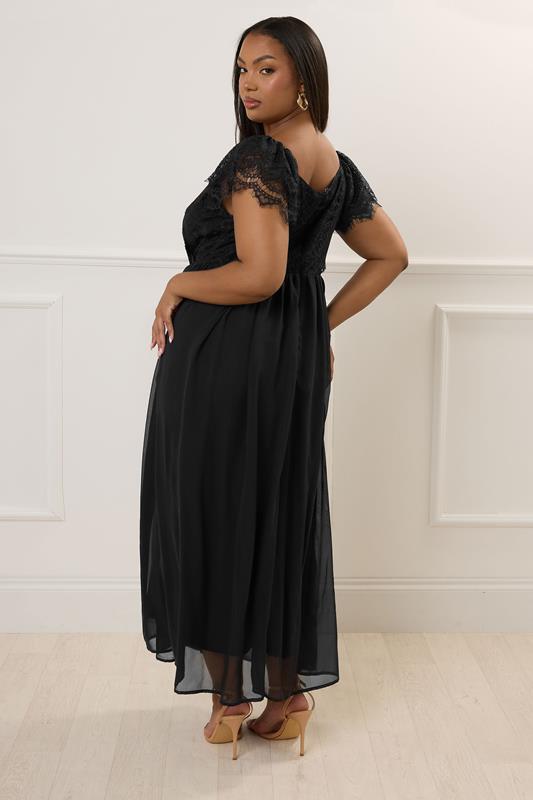 YOURS LONDON Plus Size Black Lace Maxi Wrap Dress | Yours Clothing 2