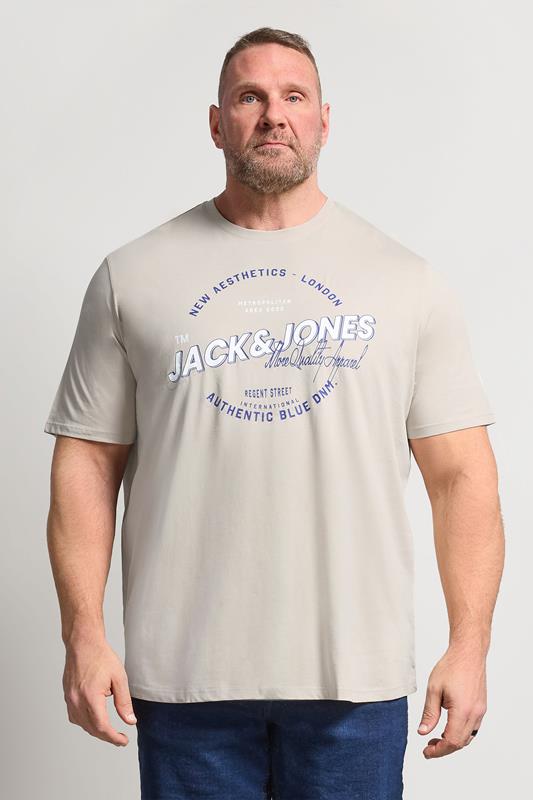JACK & JONES Big & Tall Moonbeam White Graphic T-Shirt | BadRhino 1