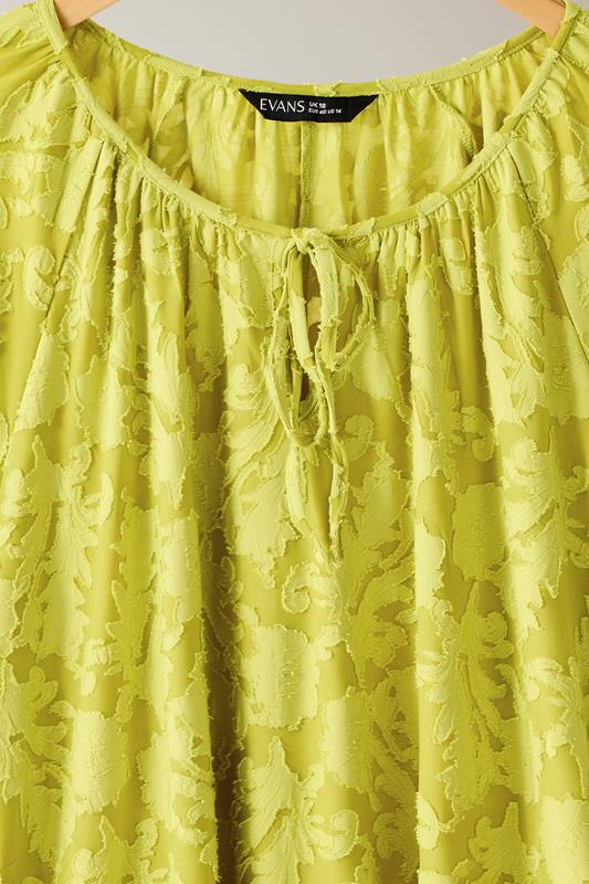 EVANS Plus Size Chartreuse Green Floral Burnout Blouse | Evans 7