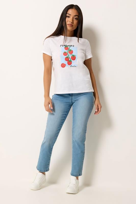 M&Co Petite White 'Pomodoro Italia' Graphic Print Cotton T-Shirt | M&Co 2
