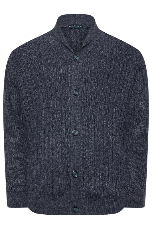 BadRhino Big & Tall Navy Blue Knitted Shawl Cardigan | BadRhino 2