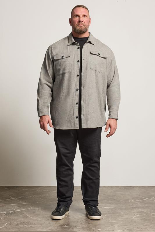 JACK & JONES Big & Tall Brown Woven Check Overshirt | BadRhino 1