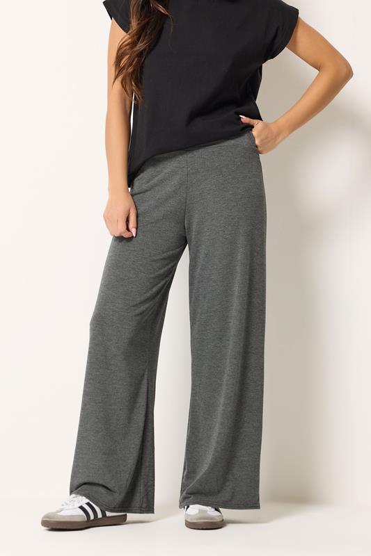 PixieGirl Petite Grey Wide Leg Trousers | PixieGirl  2