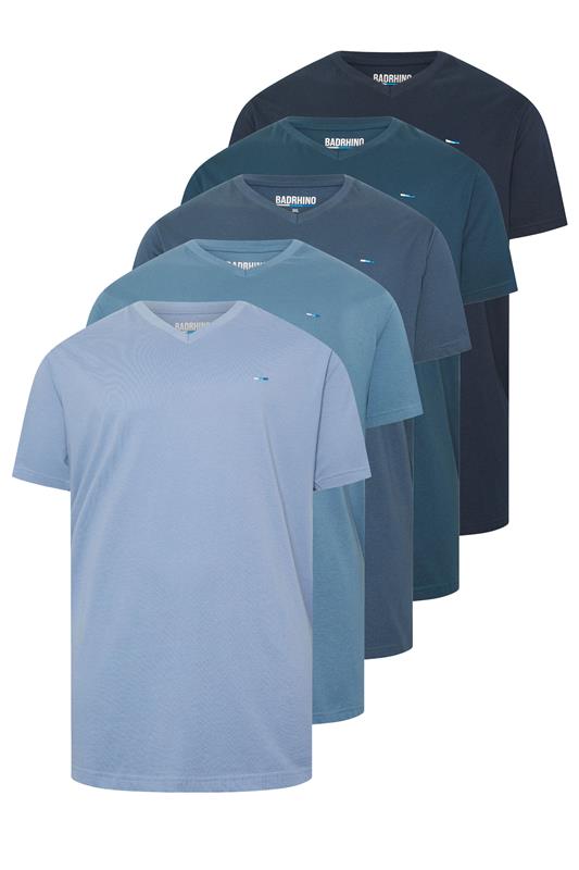BadRhino Big & Tall Navy Blue 5 Pack Extra Long V-Neck T-Shirts