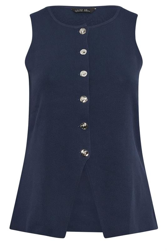 LIMITED COLLECTION Plus Size Navy Blue Knitted Waistcoat | Yours Clothing 5