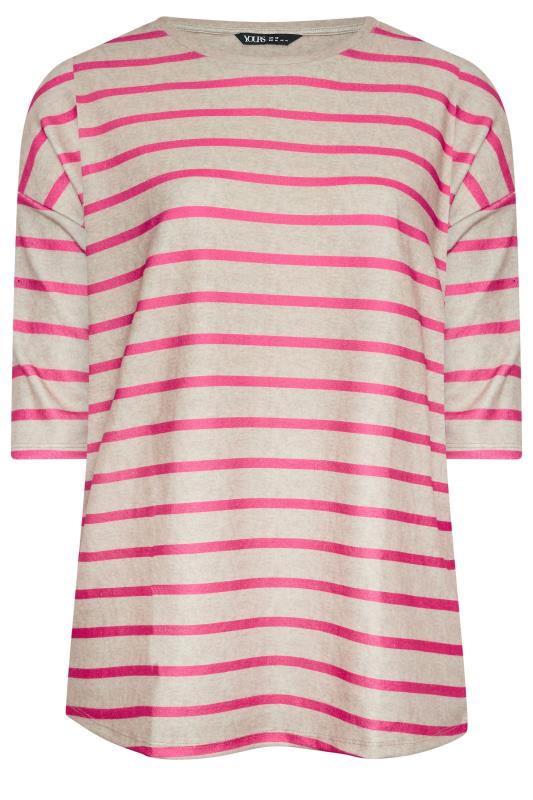 YOURS Plus Size Natural Brown & Pink Stripe Soft Touch Jumper | Yours Clothing 5