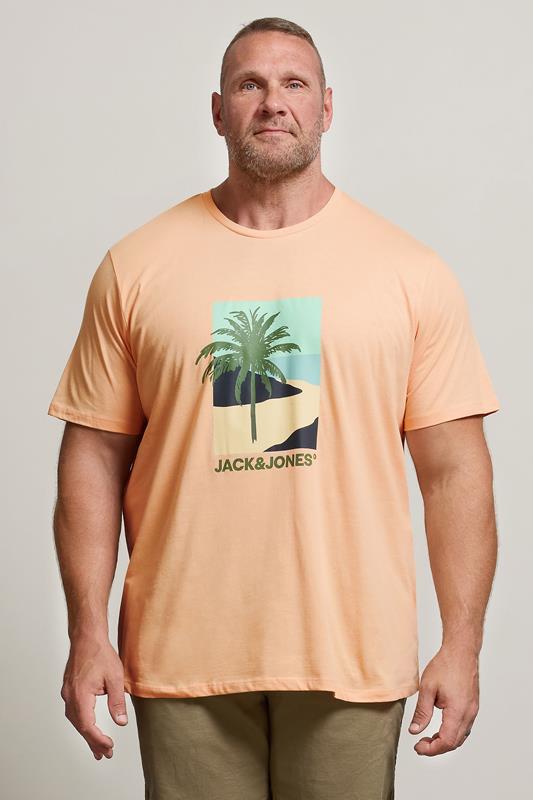  JACK & JONES Big & Tall Peach Orange Barbados Graphic T-Shirt