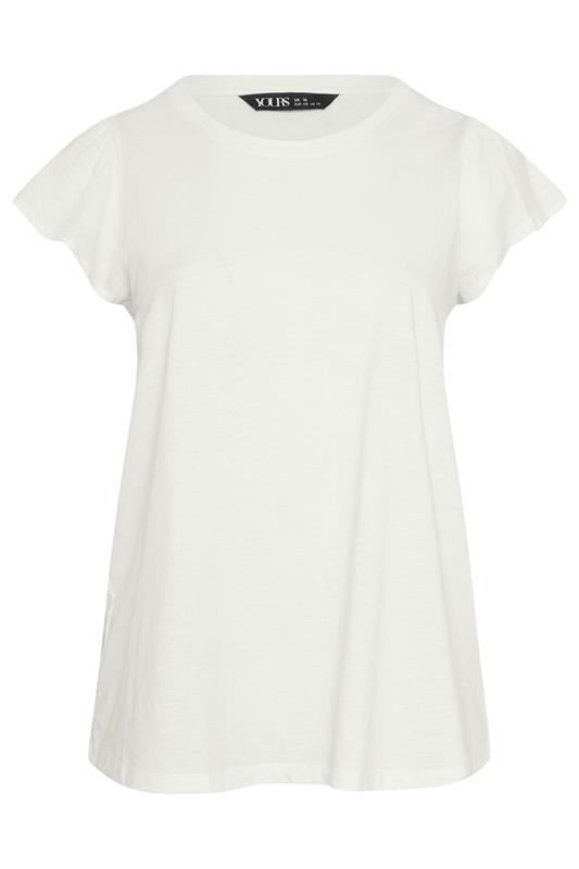 YOURS Plus Size Curve White Frill Short Sleeve T-Shirt | Yours Clothing 5