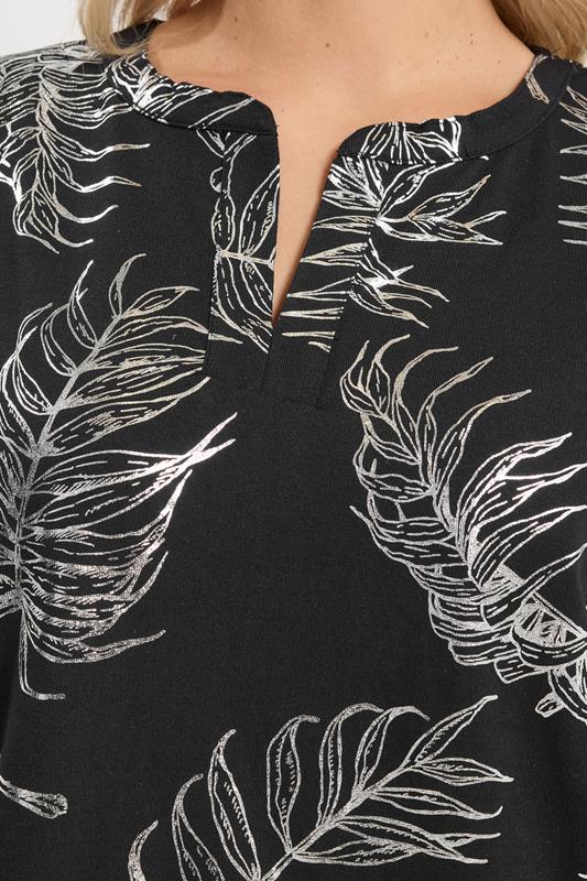 YOURS Plus Size Leaf Print Notch Neck Top | Yours Clothing 4