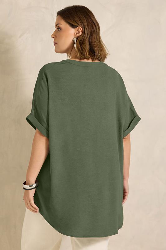 EVANS Plus Size Khaki Green Overhead Utility Shirt | Evans 2
