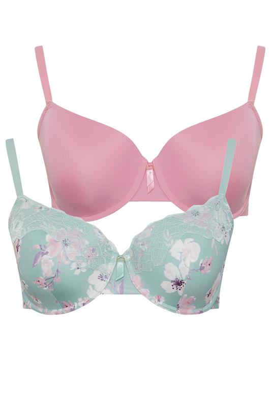 YOURSET 2 PACK Plus Size Green Floral Print T-Shirt Bras | Yours Clothing 8