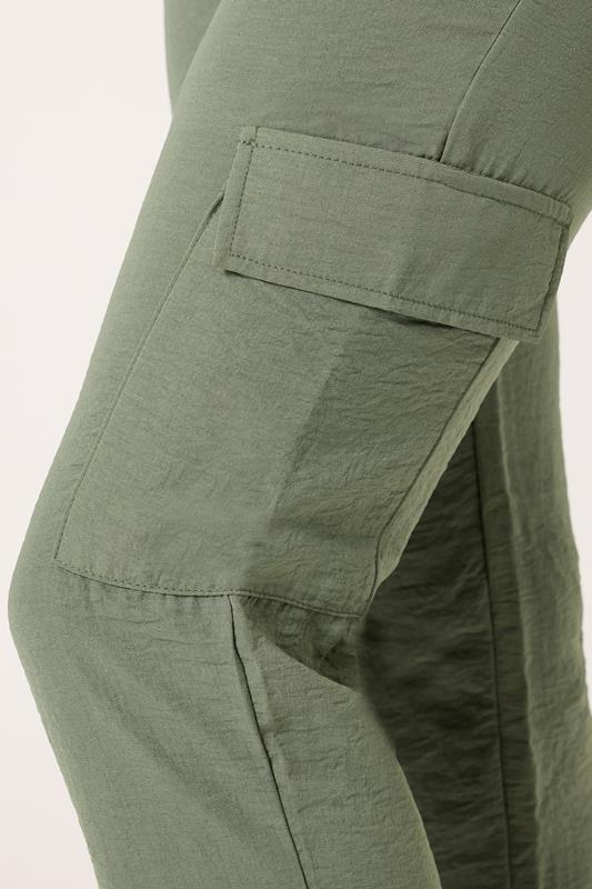 LTS Tall Women's Khaki Green Textured Cuffed Cargo Trousers | Long Tall Sally 4