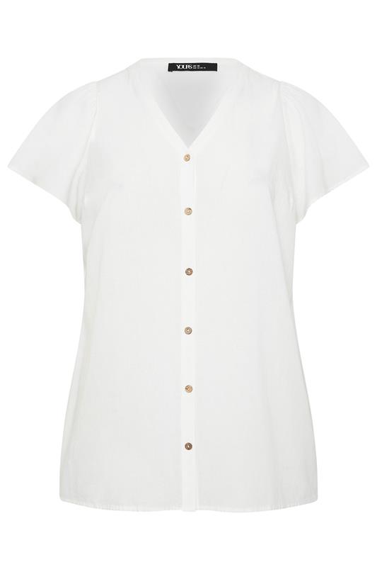 YOURS Plus Size White Button Through Blouse | Yours Clothing 5