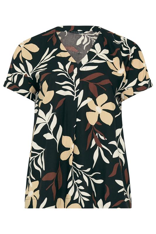 EVANS Plus Size Black Leaf Print Pleat Top | Evans 5