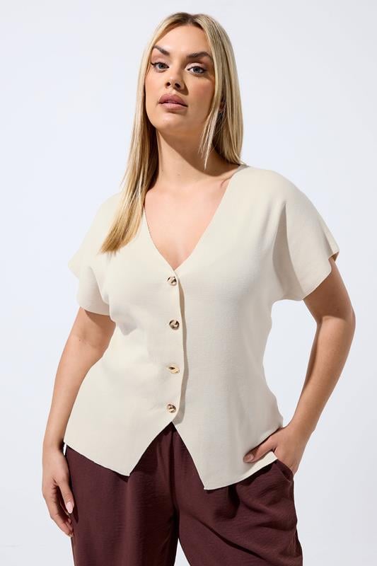  LIMITED COLLECTION Curve Natural Brown Compact Knitted Top