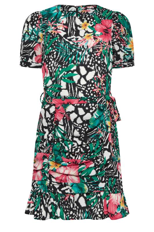 M&Co Green Tropical Print Ruched Mini Dress | M&Co 6