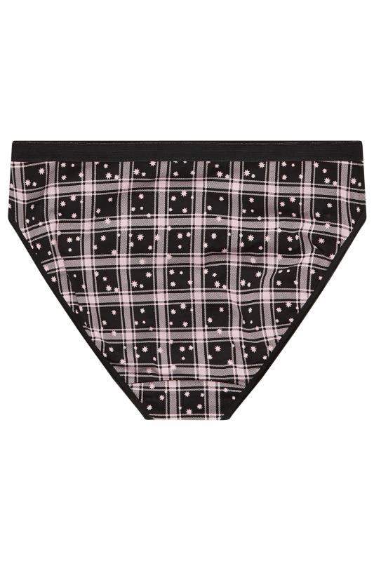 YOURSET 5 PACK Plus Size Black & Pink Check Print High Leg Knickers | Yours Clothing  7