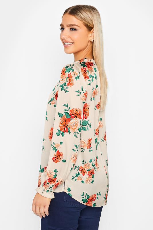 M&Co Ivory White Floral Print Frill Neck Blouse | M&Co 3