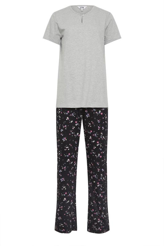 LTS Tall Womens Grey Ditsy Floral Print Wide Leg Pyjama Set | Long Tall Sally 5