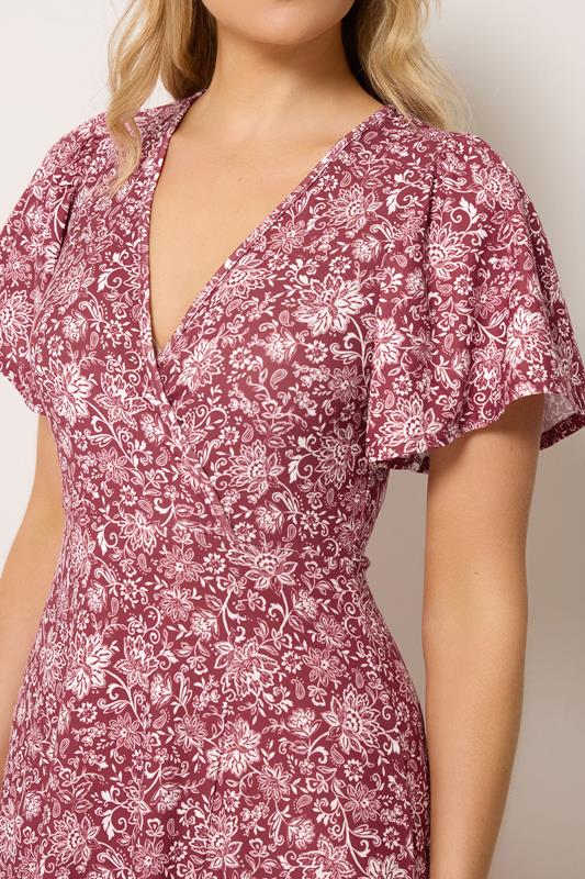 LTS Tall Women's Burgundy Red Paisley Wrap Maxi Dress | Long Tall Sally 4