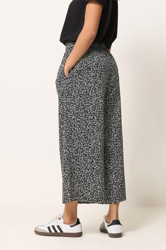 PixieGirl Petite Women's Black Leaf Print Cropped Trousers | PixieGirl 2