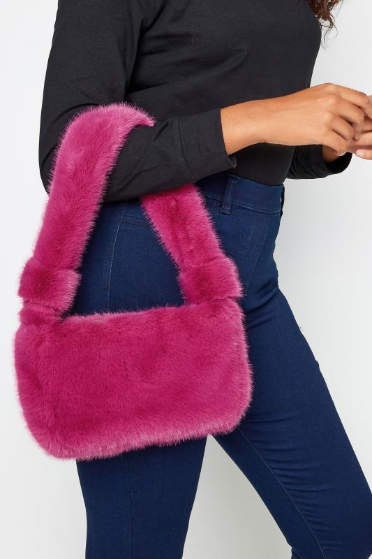  Yours Pink Faux Fur Knot Handle Bag