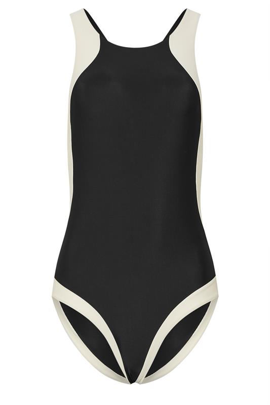 LTS Tall Women's Black & White Colourblock Sporty Swimsuit | Long Tall Sally 6
