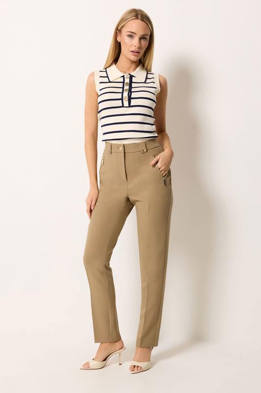 STAR Natural Brown Tailored Straight Leg Trousers | StarByJM 1