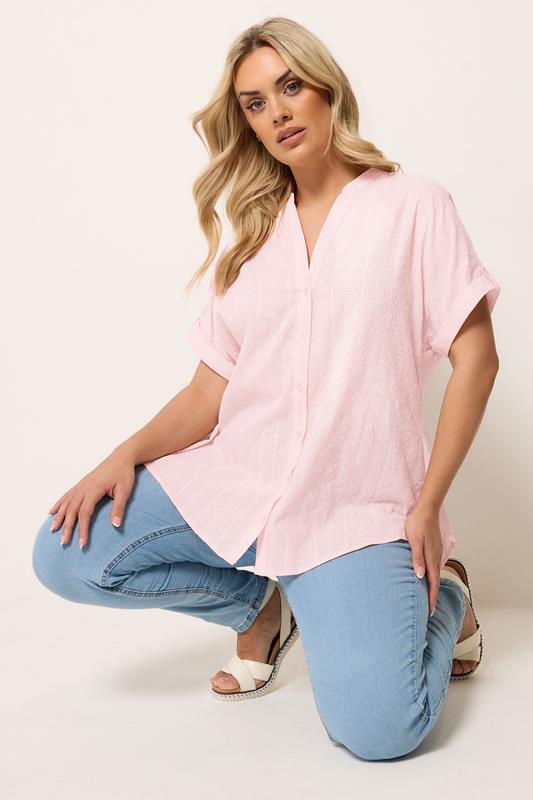YOURS Curve Pink Dobby Textured Blouse