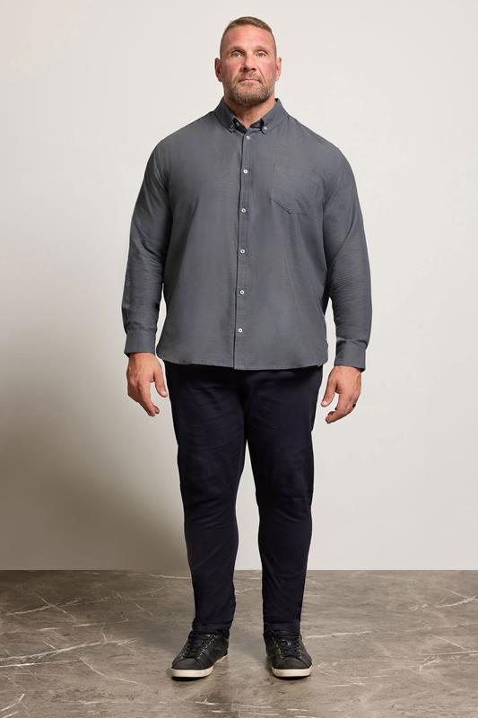 BadRhino Big & Tall Grey Long Sleeve Slub Shirt | BadRhino 2