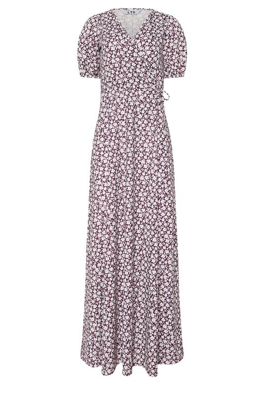 LTS Tall Berry Red Ditsy Floral Print Wrap Maxi Dress | Long Tall Sally 5