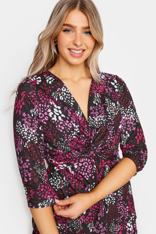 M&Co Pink Animal Print Twist Front Top | M&Co 5