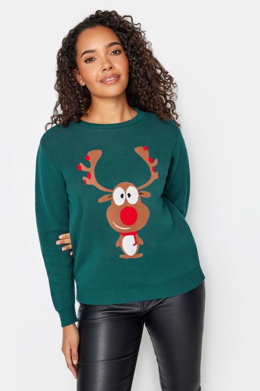 M&Co Teal Green Reindeer Christmas Jumper 2