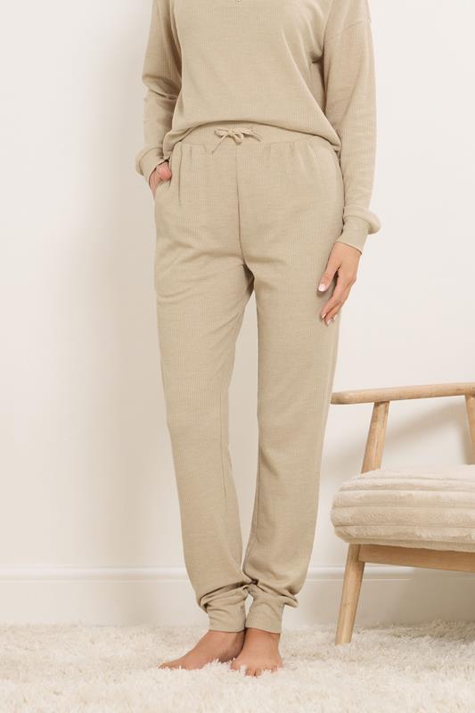LTS Tall Beige Brown Waffle Lounge Trousers | Long Tall Sally 1