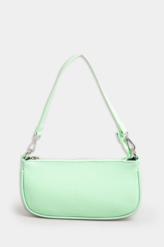 Light Green Faux Croc Shoulder Bag | Yours Clothing 4