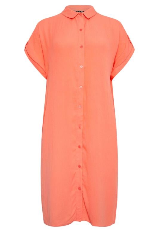 M&Co Coral Pink Short Sleeve Crinkle Shirt Dress| M&Co 5