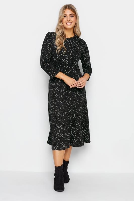 M&Co Black & Mocha Spot Print Midi Dress | M&Co 1