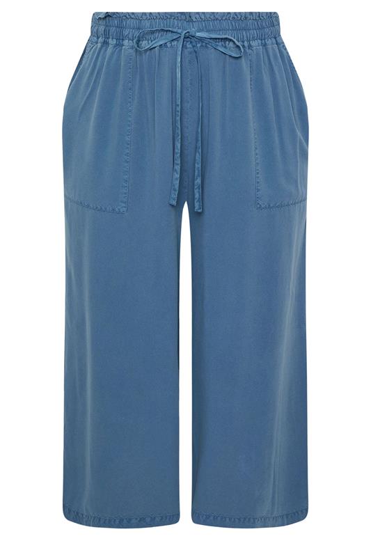YOURS Plus Size Mid Blue Chambray Culottes | Yours Clothing 5