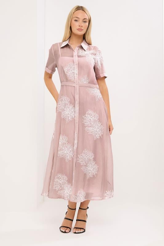  STAR Pink Embroidered Shirt Dress