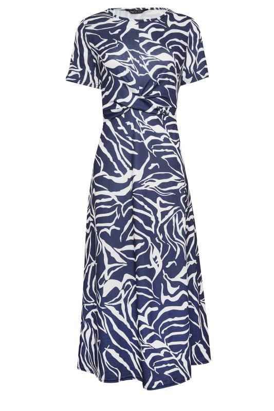 M&Co Navy Blue & White Abstract Print Short Sleeve Midi Dress | M&Co 6