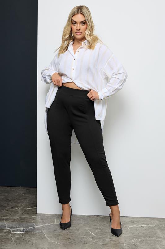 Plus Size Black Tapered Trousers | Yours Clothing 1