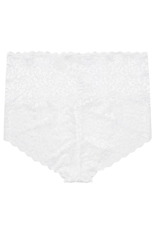 YOURS Curve White Hi Shine Lace Deep Waistband Full Briefs | Yours Clothing 3
