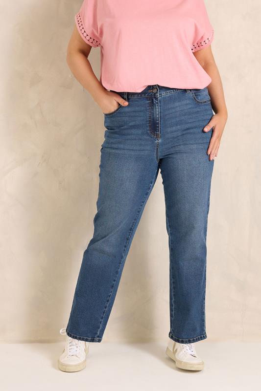 EVANS CurveFit Blue Midwash Straight Leg Jeans